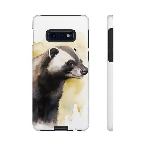 Badger on a Yellow Background - Impact Resistant Phone Case Samsung Galaxy S10E Matte